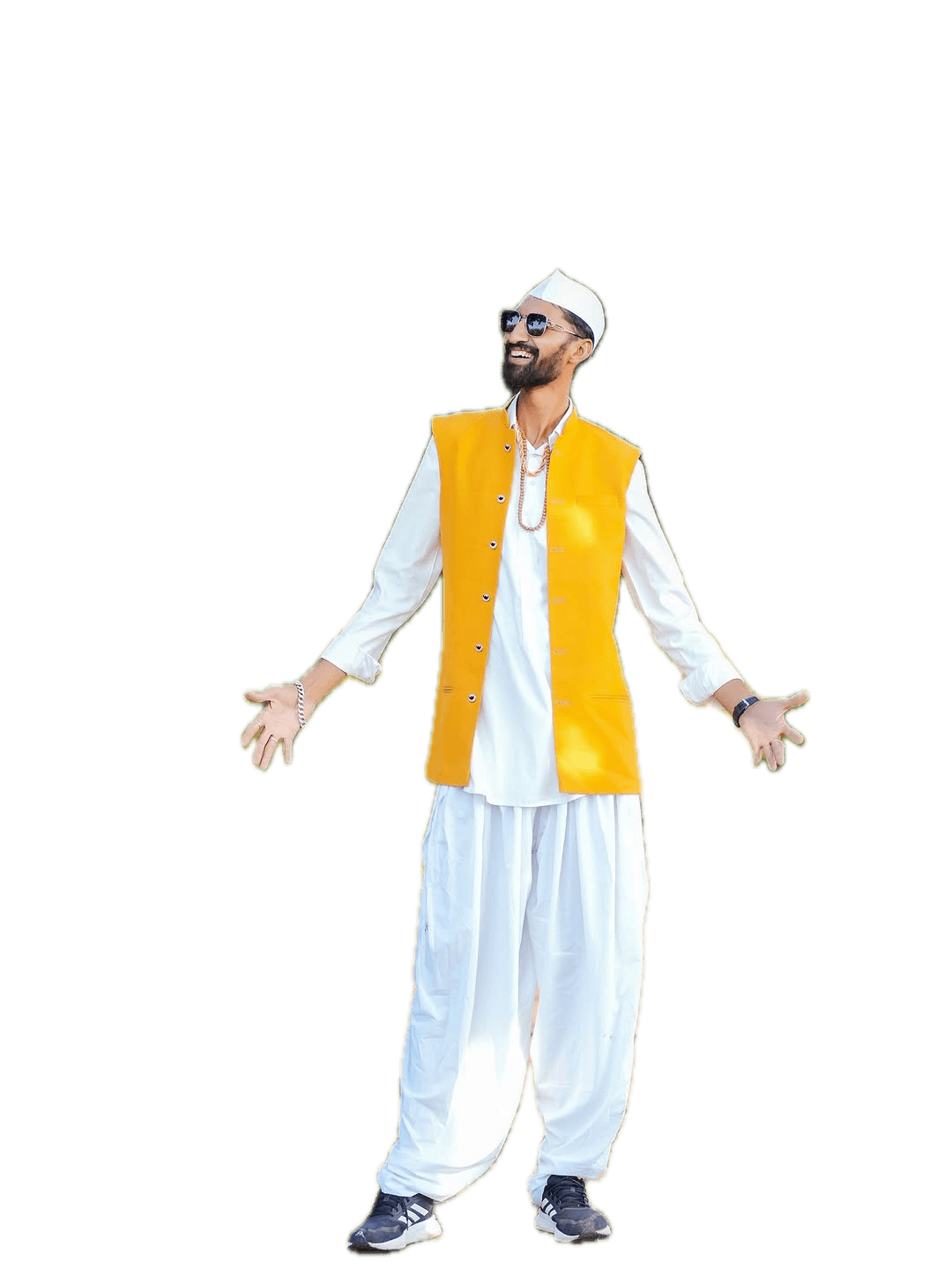 Bablu Patil, 7-foot tall comedian and actor from Nashik, Maharashtra, in a signature pose.